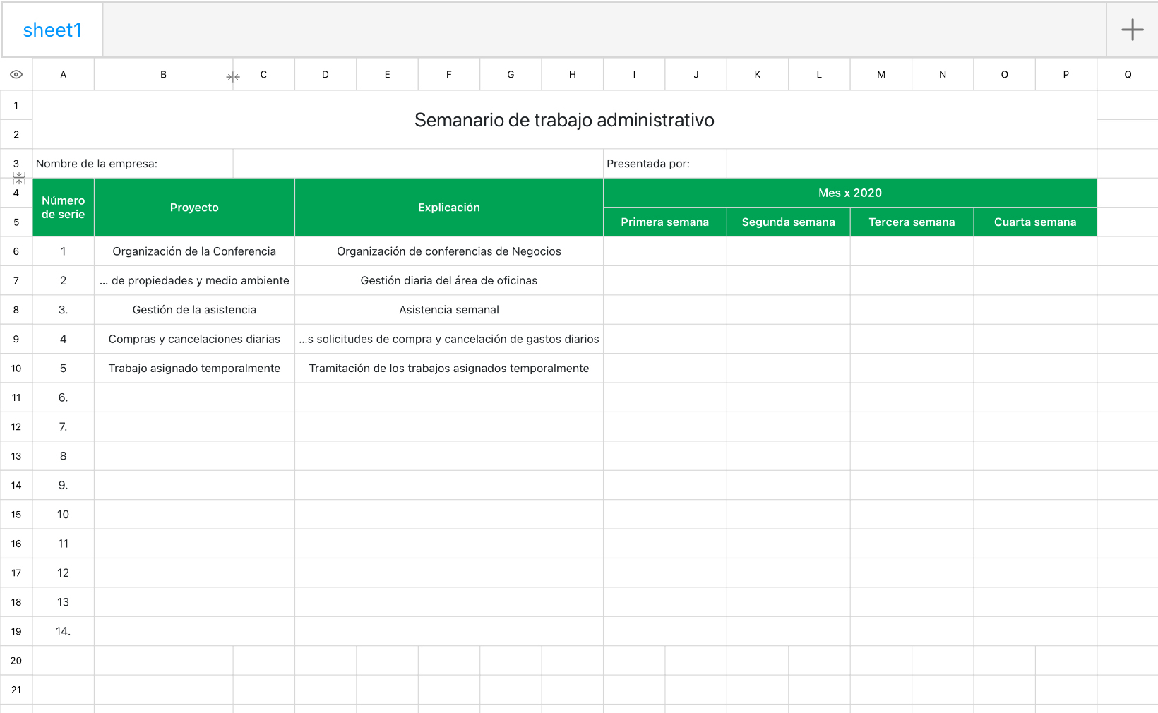 Semanario de trabajo administrativo